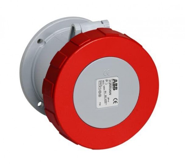  Розетка панельная 3125RU6W LP 125А 3P+E 6ч с прямым унифицир. фланцем IP67 ABB 2CMA192730R1000 
