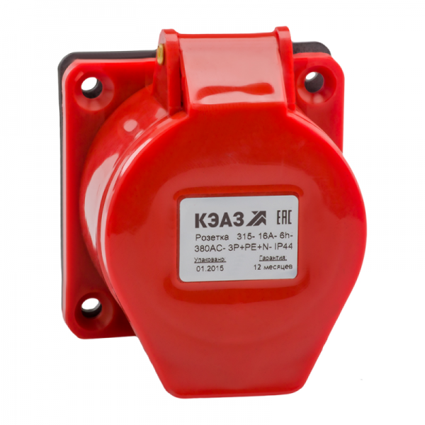  Розетка фланцевая 324 32А 380AC 3P+PE 6ч IP44 КЭАЗ 222760 