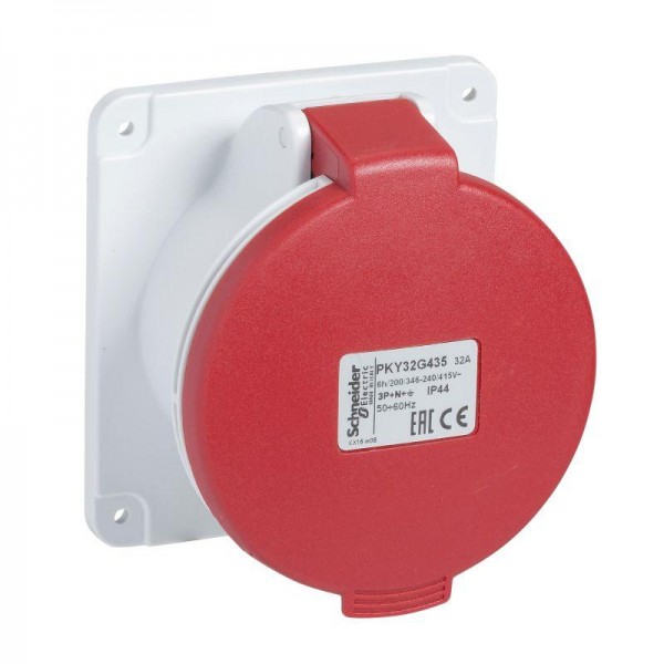 Розетка СП прям. 32А 380В 3P+E быстр. соед. IP44 SchE PKY32G434 