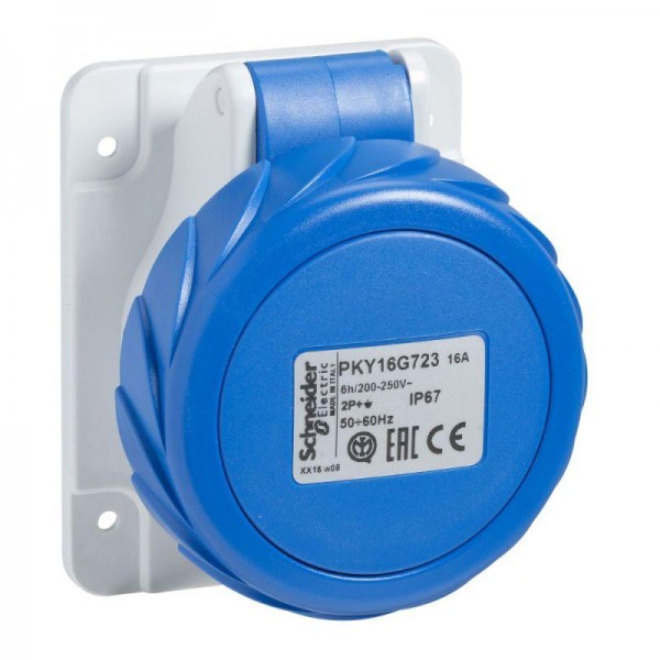  Розетка СП прям. 32А 220В 2P+E быстр. соед. IP67 SchE PKY32G723 