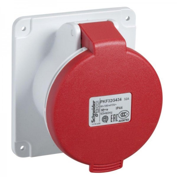  Розетка СП прям. 32А 380В 3P+N+E винт. клеммы IP44 SchE PKF32G435 