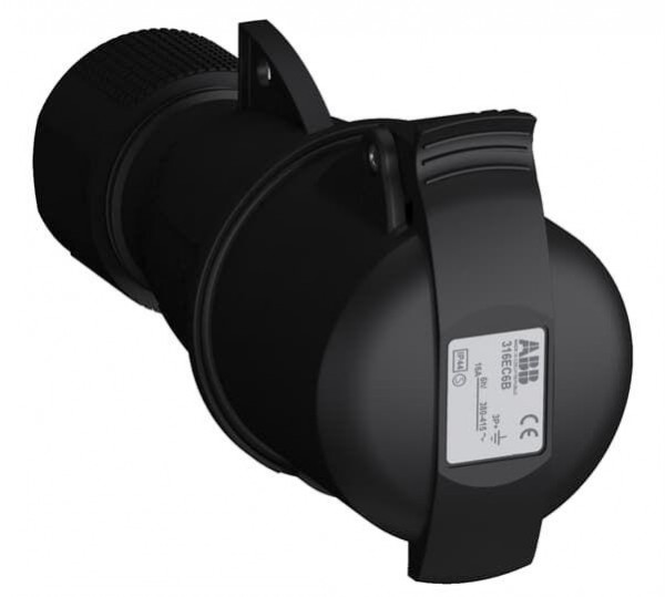  Розетка кабельная 316EC6B Easy&Safe 316EC6B 16А 3P+E IP44 6ч черн. ABB 2CMA103582R1000 