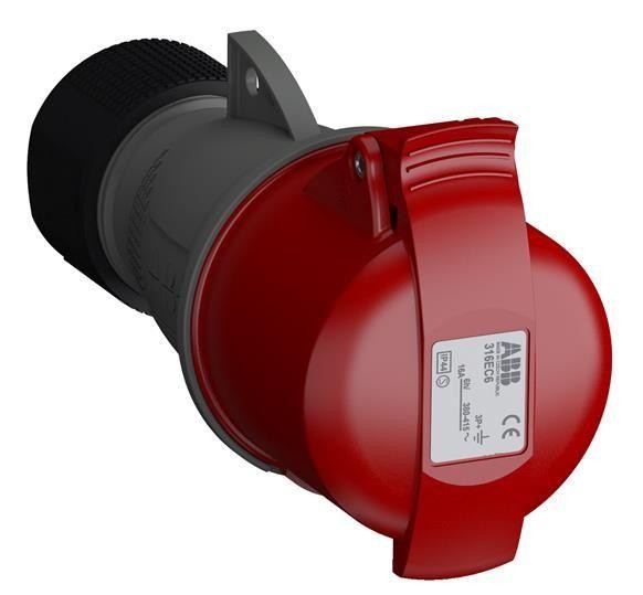  Розетка кабельная 316EC6 Easy&Safe 316EC6 16А 3P+E IP44 6ч ABB 2CMA102012R1000 