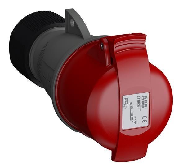  Розетка кабельная 332EC6 Easy&Safe 332EC6 32А 3P+E IP44 6ч ABB 2CMA102040R1000 