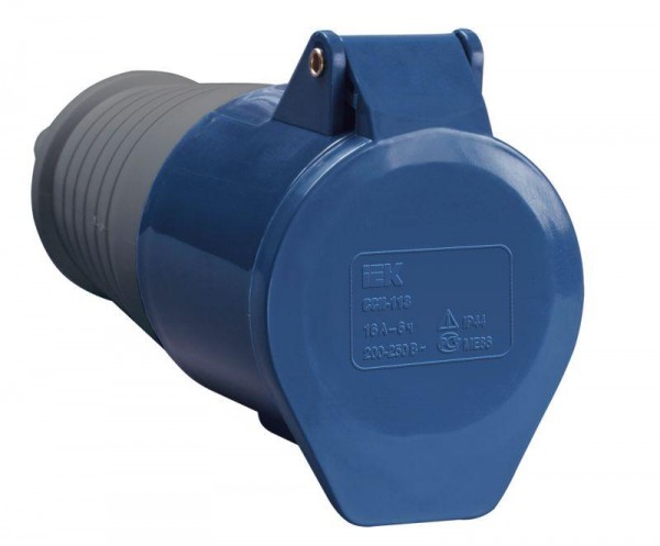  Розетка кабельная 16А 220В 2P+PЕ ССИ-213 IP44 IEK PSR21-016-3 