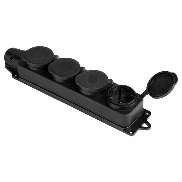  Розетка 4-м PROxima 16А IP44 2P+PE 230В с защ. крышками каучук EKF RPS-020-16-230-44 