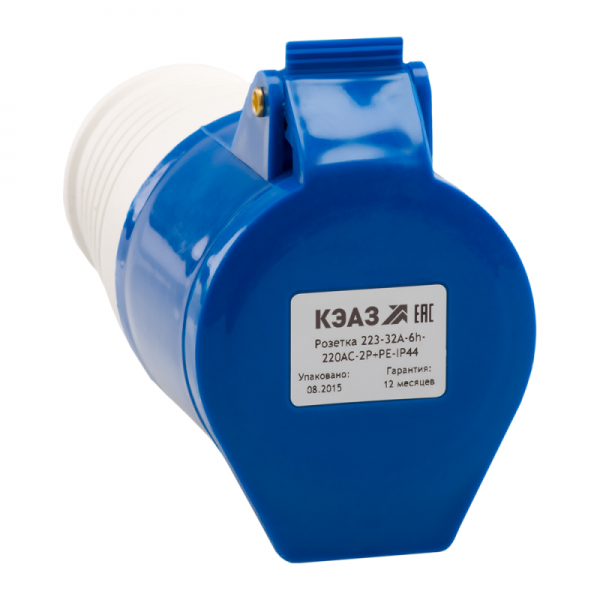  Розетка кабельная 223 32А 220AC 2P+PE 6ч IP44 КЭАЗ 222745 