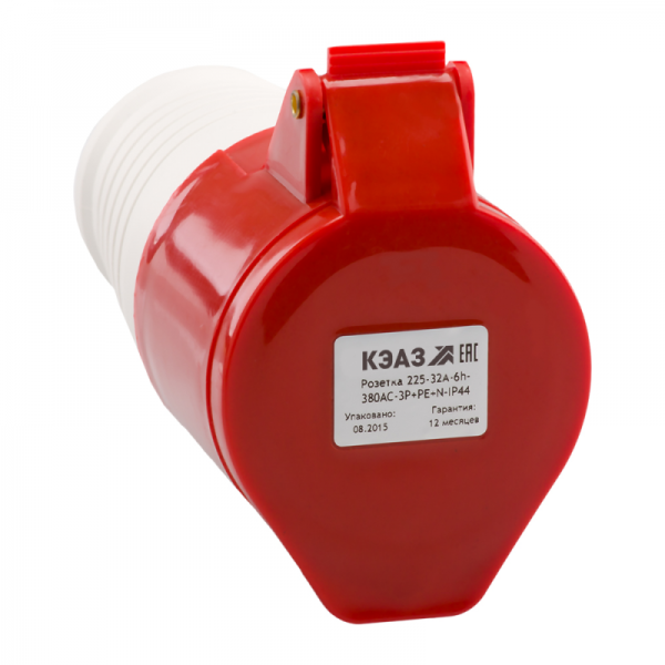  Розетка кабельная 215 16А 380AC 3P+PE+N 6ч IP44 КЭАЗ 222751 
