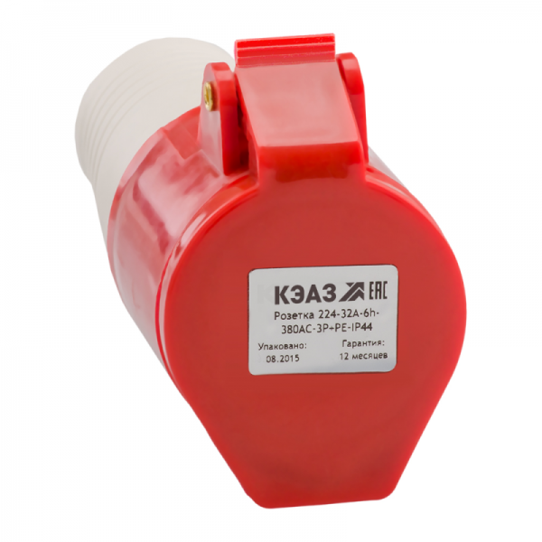  Розетка кабельная 214 16А 380AC 3P+PE 6ч IP44 КЭАЗ 222750 