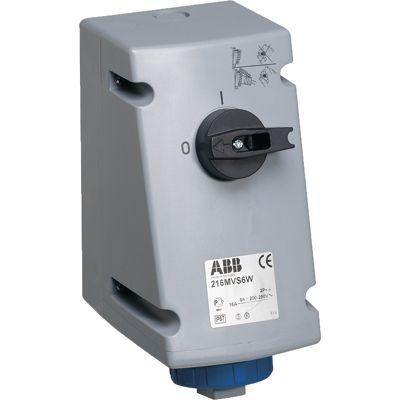 Разъем 16А 3P+E IP67 9ч на поверхность верт. с выкл. и блокировкой ABB 2CMA167834R1000 