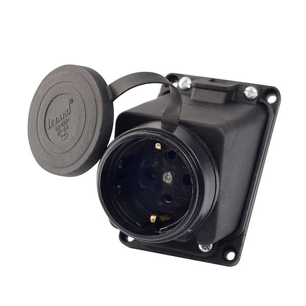  Розетка наружн. уст. 16А IP44 2P+PE 220-240В наклон. каучук LEZARD 106-0400-0104/104 