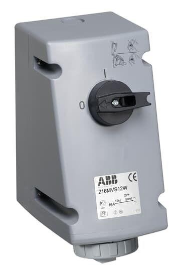  Розетка для тяжелых условий с выкл. и мех. блок. 416MVS1WH 16А 3P+N+E IP67 1ч ABB 2CMA163270R1000 