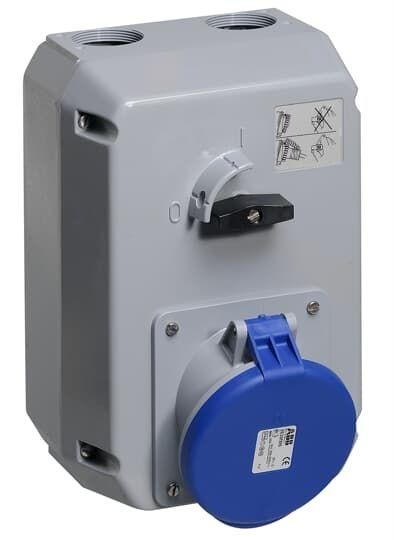  Розетка 263MM6 63А 2P+E 6ч с выкл. и мех. блокировкой металл. IP44 ABB 2CMA168031R1000 