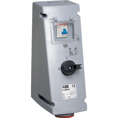  Розетка 332MPR6 32А 3P+E 6ч с рубильником мех. блокировкой и УЗО IP44 ABB 2CMA167786R1000 