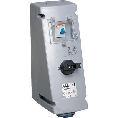 Розетка 232MPR6 32А 2P+E 6ч с рубильником мех. блокировкой и УЗО IP44 ABB 2CMA167778R1000 