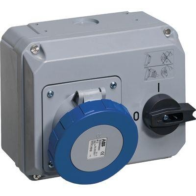  Розетка 363MHS6W 63А 3P+E 6ч с выкл. и мех. блокировкой IP67 ABB 2CMA167899R1000 