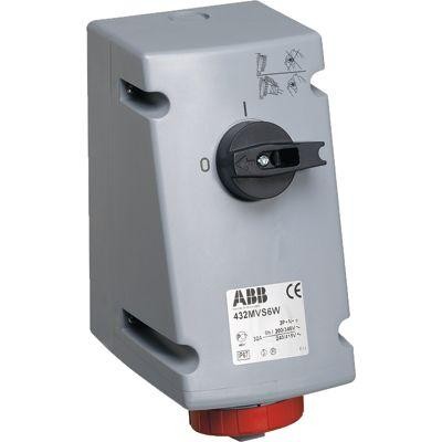  Розетка 332MVS6W 32А 3P+E 6ч с выкл. и мех. блокировкой IP67 ABB 2CMA167879R1000 