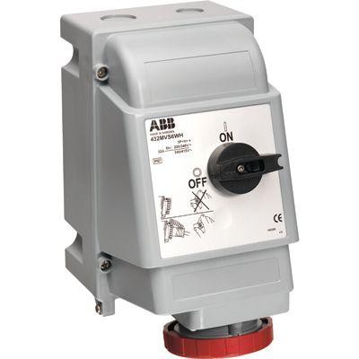  Розетка 432MVS6WH 32А 3P+N+E 6ч для тяжелых условий с выкл. и мех. блокировкой IP67 ABB 2CMA163285R1000 