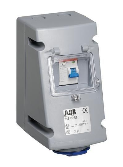  Розетка 232RPR6 32А 2P+E с УЗО IP44 ABB 2CMA168283R1000 