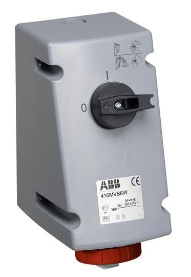  Розетка 16А 3P+N+E с выкл. и мех. блокировкой IP67 ABB 2CMA167842R1000 