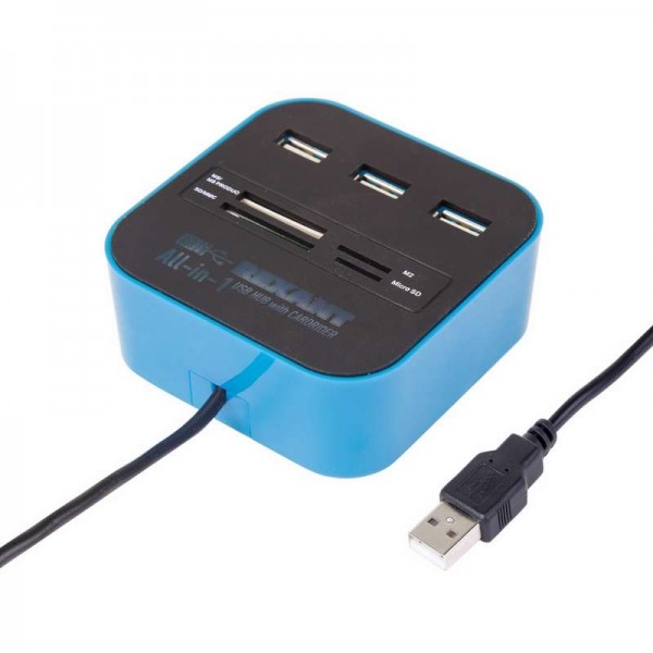  Разветвитель USB на 3 порта + картридер (все в одном) черн. Rexant 18-4121 