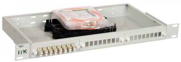  Кросс укомплектованный 1U LC (duplex) 12 портов (OM2) ITK FOBX24-1U-12LCUD50 