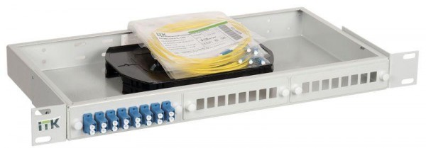  Кросс укомплектованный 1U LC (duplex) 8 портов (OS2) ITK FOBX24-1U-8LCUD09 