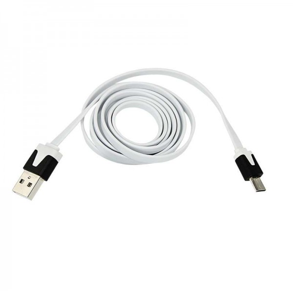  Кабель USB универс. microUSB шнур плоский (1м) бел. Rexant 18-4274 