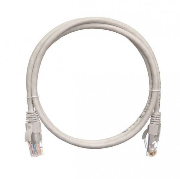  Шнур коммутационный кат.5е U/UTP 4 пары (класс D) 100МГц 2хRJ45/8P8C T568B заливной с защитой защелки многожильный BC (чистая медь) 24AWG (7х0.205мм) LSZH нг(А)-HFLTx сер. (дл.10м) NIKOMAX NMC-PC4UD55B-100-C-GY 