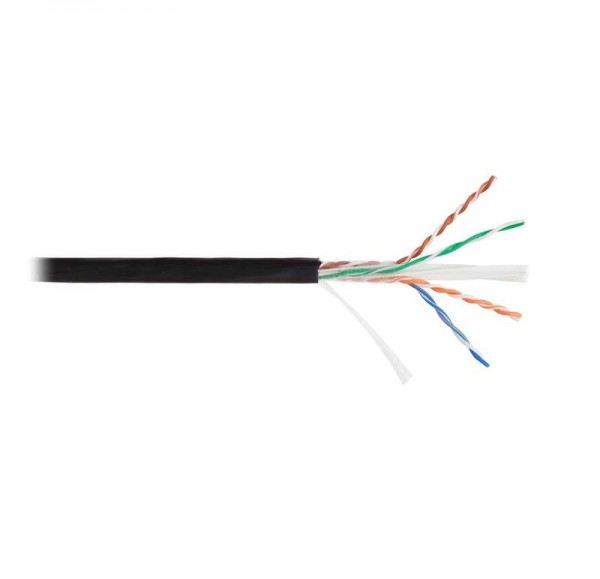  Кабель U/UTP 4 пары кат.6 (класс E) тест по ISO/IEC 250МГц ож BC (чистая медь) 23AWG (0.57мм) внешний PE до -60град.C черн. (уп.305м) NIKOLAN NKL 4640B-BK 