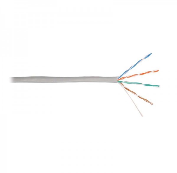 Кабель U/UTP 4 пары кат.5e (класс D) тест по ISO/IEC 100МГц ож BC (чистая медь) 24AWG (0.50мм) внутр. PVC нг(А) сер. (уп.305м) NIKOLAN NKL 4100A-GY 