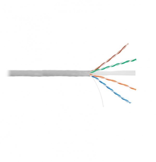  Кабель U/UTP 4 пары кат.6 (класс E) тест по ISO/IEC 250МГц ож BC (чистая медь) 23AWG (0.57мм) внутр. PVC нг(А) сер. (уп.305м) NIKOLAN NKL 4140A-GY 
