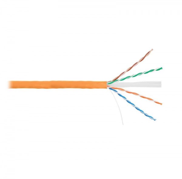  Кабель U/UTP 4 пары кат.6 (класс E) тест по ISO/IEC 250МГц ож BC (чистая медь) 23AWG (0.57мм) внутр. LSZH нг(А)-HFLTx оран. (уп.305м) NIKOLAN NKL 4140C-OR 