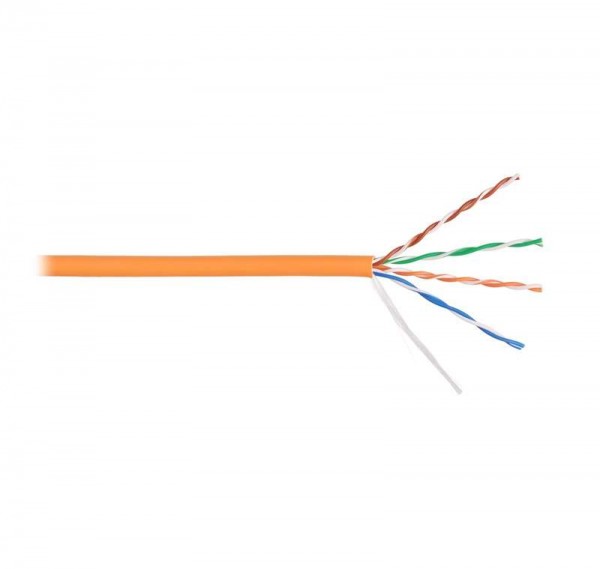  Кабель U/UTP 4 пары кат.5e (класс D) тест по ISO/IEC 100МГц ож BC (чистая медь) 24AWG (0.511мм) внутр. LSZH нг(А)-HFLTx оран. (уп.305м) NIKOLAN NKL 9100C-OR 