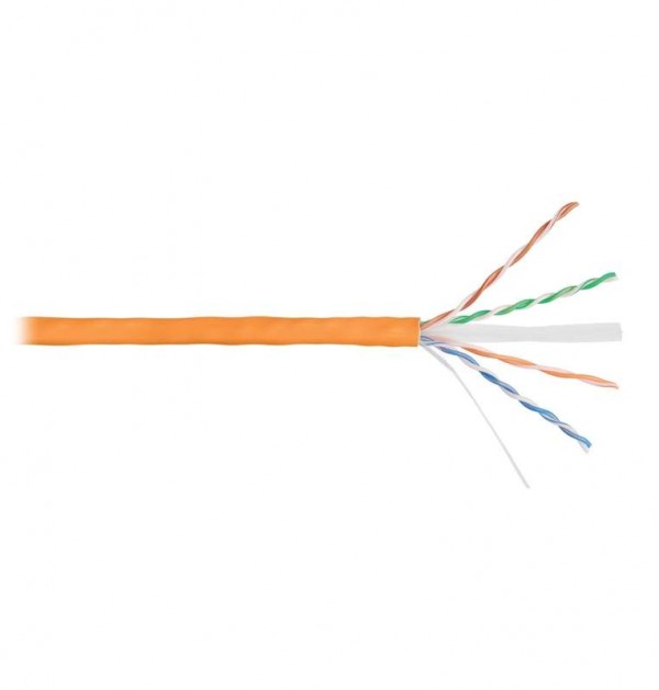  Кабель U/UTP 4 пары кат.6 (класс E) тест по ISO/IEC 250МГц ож BC (чистая медь) 23AWG (0.57мм) внутр. LSZH нг(А)-HFLTx оран. (уп.305м) NIKOLAN NKL 9140C-OR 
