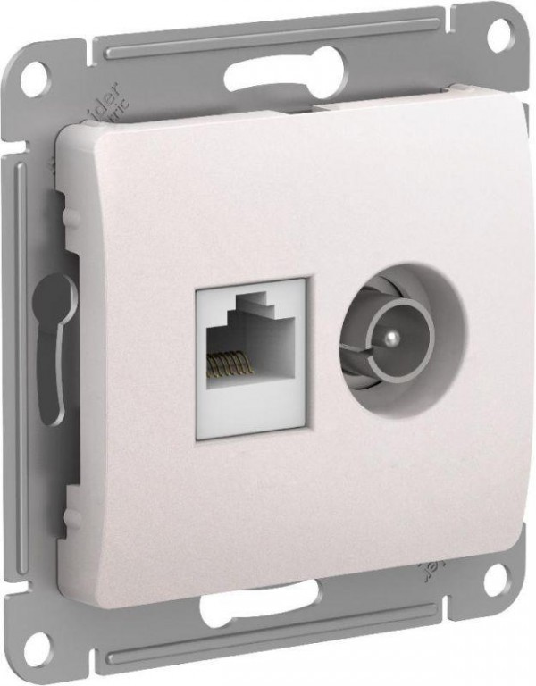  Механизм розетки компьютерной + ТВ 2-м GLOSSA RJ45 кат. 5Е перламутр SchE GSL000689 