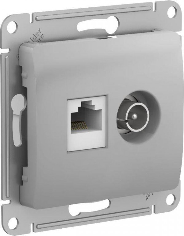  Механизм розетки компьютерной + ТВ 2-м GLOSSA RJ45 кат. 5Е алюм. SchE GSL000389 