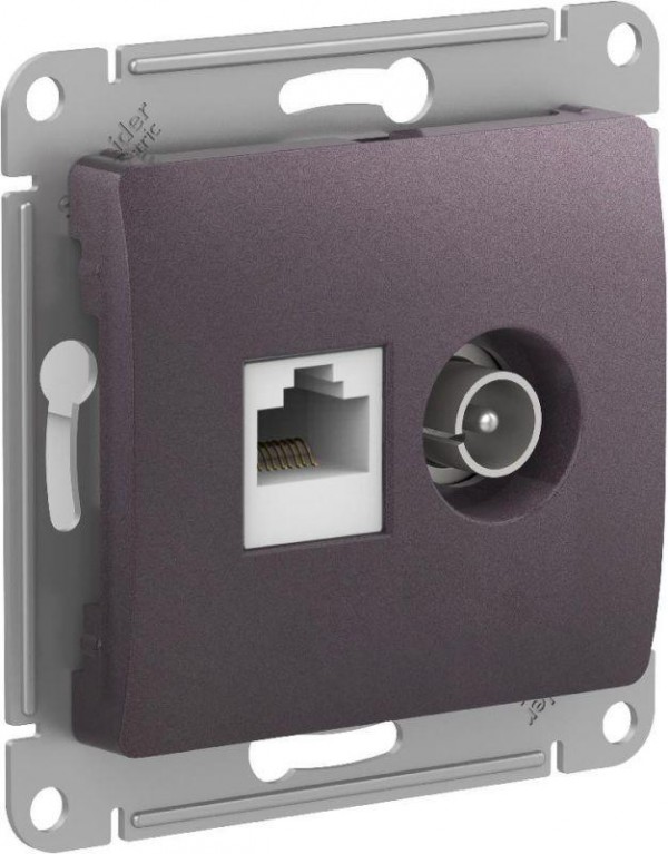  Механизм розетки компьютерной + ТВ 2-м GLOSSA RJ45 кат.5Е сирен. туман SchE GSL001489 