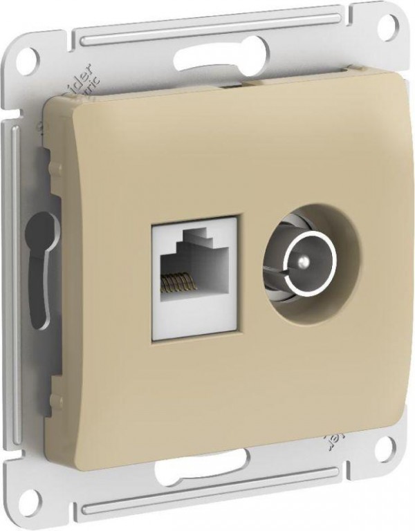  Механизм розетки компьютерной + ТВ 2-м GLOSSA RJ45 кат. 5Е титан SchE GSL000489 
