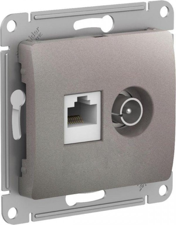  Механизм розетки компьютерной + ТВ 2-м GLOSSA RJ45 кат. 5Е платина SchE GSL001289 