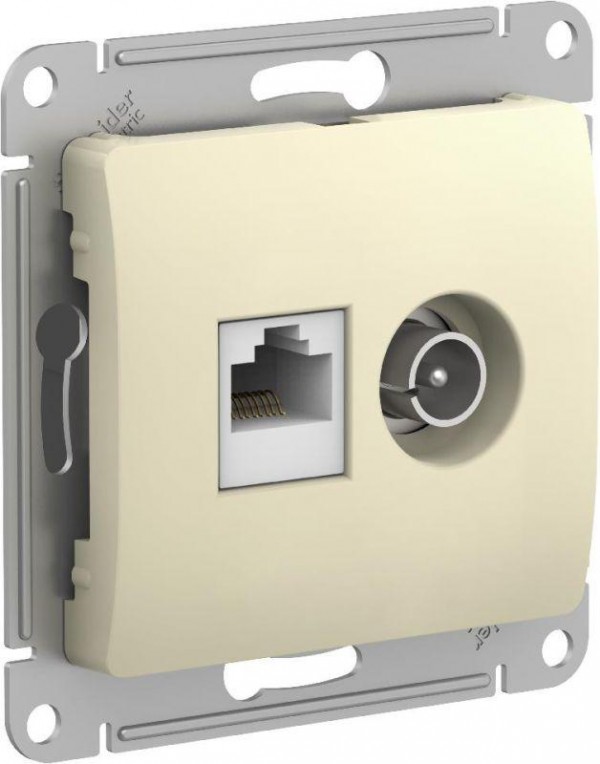  Механизм розетки компьютерной + ТВ 2-м GLOSSA RJ45 кат. 5Е беж. SchE GSL000289 