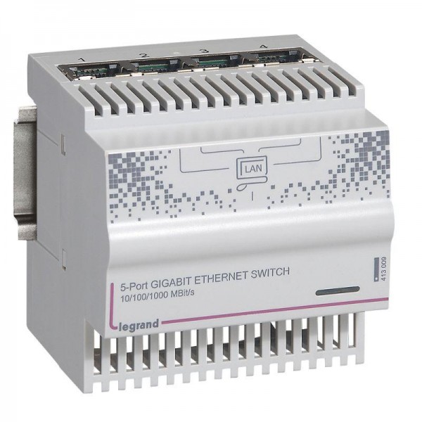  Коммутатор 1Гбит на 4вых. RJ45. размер: 4DIN Leg 413009 