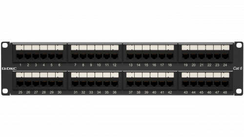  Патч-панель 19дюйм 2UCAT6 48 портов RJ45 неэкранированная DKC RN6PPU242 