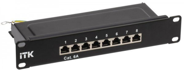  Патч-панель 1U кат.6A STP 8 портов 10" Dual IDC ITK PP08-1UC6AS-D05-10 