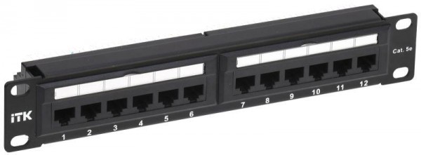  Патч-панель 1U кат.5е UTP 12 портов 10" Dual IDC ITK PP12-1UC5EU-D05-10 