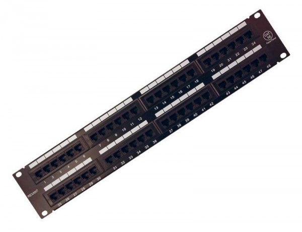  Патч-панель 19дюйм 2U 48 портов RJ-45 CAT 5e Rexant 04-0022 