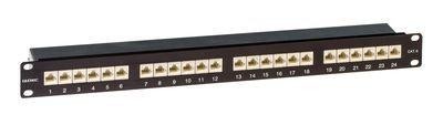  Патч-панель экранированная 19дюйм 1U кат.6 RJ45 LSA 24 порта DKC RN6PPF241BK 
