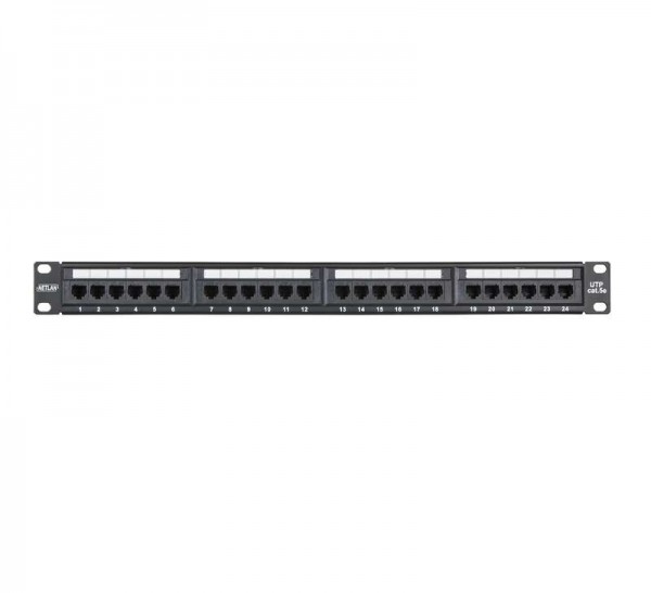  Панель коммутационная 19дюйм 1U 24 порта кат.5e класс D 100МГц RJ45/8P8C 110/KRONE T568A/B неэкран. черн. NETLAN EC-URP-24-UD2 