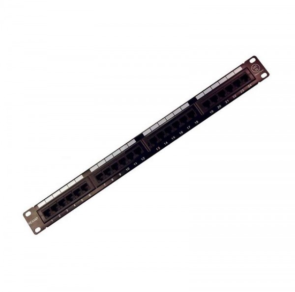  Патч-панель 24 гнезда RJ45 кат.5е 19" черн. Rexant 04-0021 