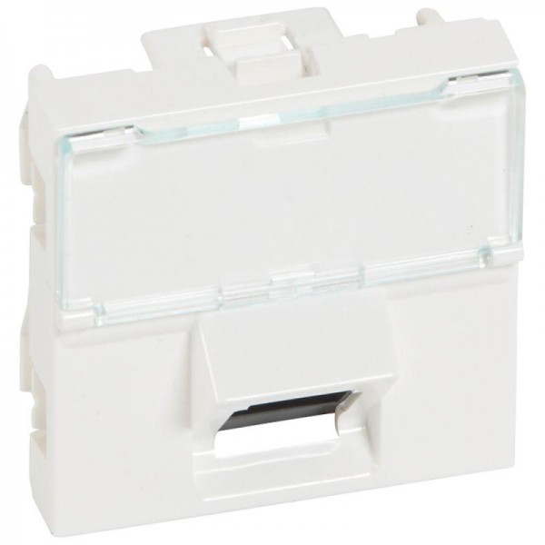  Механизм розетки комп. СП Mosaic 2мод. RJ45 UTP CAT.5E 45град. бел. Leg 076501 